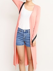 cheap Cardigans &amp; Outerwears-Women&#039;s Cardigan Sweater Stylish Casual Soft Solid Color Ribbed Open Front Oversized Long Sleeve Long Tops Knit Daily Going out Weekend Black White Summer Fall