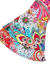 levne Boho šaty-dámské mini šaty příležitostné šaty poloformální šaty drobné šaty sundress Bohemia volány rukáv dovolená každodenní koktejlová party regular fit květinový paisley 3/4 délky rukáv v-krk červená modrá