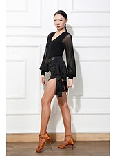 abordables Tenues de danse latine-Danse latine Jupes Couleur Pure Femme Utilisation Usage quotidien Taille haute Polyester