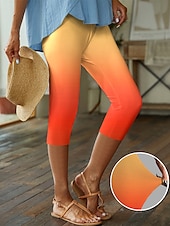 abordables -Femme Normal Gaine Pantalons Capri Design Décontractées Capris Taille Haute Dégradé Taille elastique Imprimer Respirabilité Confortable Haute élasticité Casual Usage quotidien Vert Cristal Rose