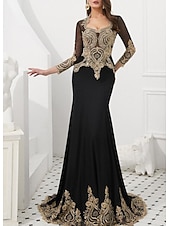 economico Abiti da ballo-Sirena Tromba Strascico da Corte Abito da ballo con mantello Abito da Sera Abito formale Vintage Brillanti Brillare &amp; Splendere Manica Lunga Collo Alto Halloween Ospite di nozze Raso Tulle con