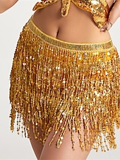 abordables Jupes unies-jupe de mardi gras pour femme jupe scintillante mini blanc / noir noir blanc jaune jupes été paillettes gland frange imprimé mode décontracté performance fête taille unique thème carnaval