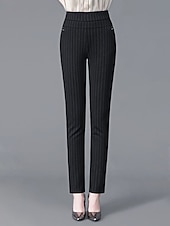 economico pantaloni eleganti da donna-Per donna Ghette Streetwear Semplice Informale Alla caviglia Vita alta A strisce Tasche Stampa Traspirante Morbido All&#039;aperto Media elasticità Esterno Da mare Casual / quotidiano In bianco e nero Nero