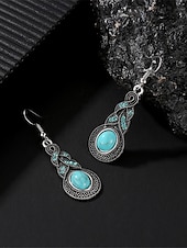 cheap Jewelry Sets-1set(1pcs Necklace1pair Earrings) Jewelry Set For Women&#039;s Blue Daily Travel Festival Alloy Retro
