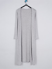 cheap Cardigans &amp; Outerwears-Women&#039;s Cardigan Sweater Stylish Casual Soft Solid Color Ribbed Open Front Oversized Long Sleeve Long Tops Knit Daily Going out Weekend Black White Summer Fall