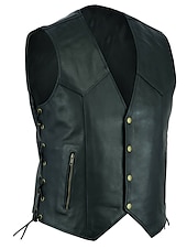 abordables Chalecos-Hombre Chaleco Chaleco de cuero Vacaciones Ropa Cotidiana Noche Moda Básico Primavera &amp; Otoño Botones Cuero sintético Cómodo Plano Botonadura Simple Escote en Pico Ajuste regular Negro Chaleco