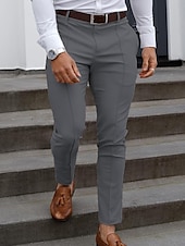 cheap Chinos-Men&#039;s Graduation Trousers Chinos Chino Pants Pocket Plain Comfort Breathable Office Daily Casual Black Red