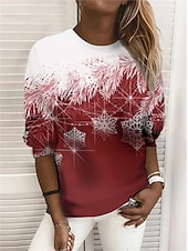 baratos Arte &amp; Design Tops-moletom feminino pulôver gráfico rua casual esportes básico gola redonda manga longa top microelástico outono&amp;amp;tecido macio respirável e confortável para o inverno