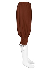 economico Fondi-Medievale Rinascimento 17° secolo Pantaloni Pantaloni da pirata Pirata Vichingo Crociato Coulisse Tinta unita Costume Per uomo Costumi da pirata Fantasia Halloween Mascherata Halloween LARP Fiera
