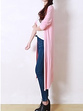 cheap Cardigans &amp; Outerwears-Women&#039;s Cardigan Sweater Stylish Casual Soft Solid Color Ribbed Open Front Oversized Long Sleeve Long Tops Knit Daily Going out Weekend Black White Summer Fall