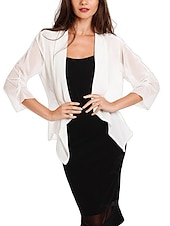 billige bryllup gjesteomslag-Sjale Sjal til kvinner Bolero Mors wraps Enkel Elegant 3/4 ermer Chiffon Bryllup Wrap Med Ren Farge Til Bryllupsgjest Høst