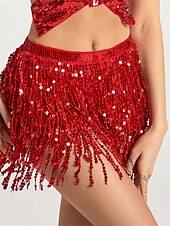 abordables Jupes unies-jupe de mardi gras pour femme jupe scintillante mini blanc / noir noir blanc jaune jupes été paillettes gland frange imprimé mode décontracté performance fête taille unique thème carnaval