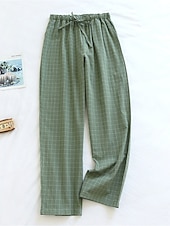 billiga Sovtoppar och underdelar till dam-dam loungewear byxor lounge byxor rutnät / pläd mode avslappnad mjuk hemgatan daglig bomull andas långbyxa resår midja höst vinter hem outfits