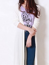 cheap Cardigans &amp; Outerwears-Women&#039;s Cardigan Sweater Stylish Casual Soft Solid Color Ribbed Open Front Oversized Long Sleeve Long Tops Knit Daily Going out Weekend Black White Summer Fall