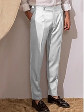 voordelige Dun-Voor heren Pakken Broek broek Geplooide broek Kostuumbroek Zak Hoogte stijging Effen Comfort Ademend Bruiloft Buiten Dagelijks Elegant Vintage Zwart Wit