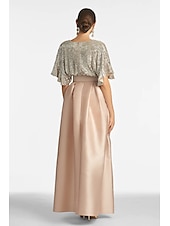 abordables GRIS-Robe de soirée A-Line élégante Robe invitée formelle Mariage longueur cheville Manches mi-longues Décolleté en V Invité de mariage d&#039;automne Sequins avec sequins à bretelles 2025