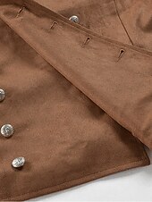 cheap Men's Waistcoat-Men's Vest Waistcoat Daily Wear Vacation Going out Vintage Fashion Spring &amp;  Fall Button Polyester Comfortable Plain Double Breasted Lapel Regular Fit Black Royal Blue Brown Rose Red Vest