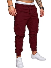 cheap Cargo Pants-Men's Joggers Cargo Pants Drawstring Beam Foot Bottoms Outdoor Street Cotton Breathable Soft Fitness Gym Workout Performance Sportswear Activewear Solid Colored Dark Grey White Black / Stretchy