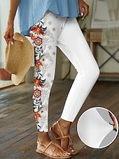 economico -Per donna Normale Collant Ghette Originale Informale Alla caviglia A vita alta Modello Vita elastica Stampa Traspirabilità Comodo Elevata elasticità Informale Da tutti i giorni Bianco Quattro stagioni