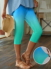 abordables -Femme Normal Gaine Pantalons Capri Design Décontractées Capris Taille Haute Dégradé Taille elastique Imprimer Respirabilité Confortable Haute élasticité Casual Usage quotidien Vert Cristal Rose