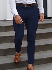 cheap Chinos-Men&#039;s Graduation Trousers Chinos Chino Pants Pocket Plain Comfort Breathable Office Daily Casual Black Red