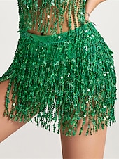 abordables Jupes unies-jupe de mardi gras pour femme jupe scintillante mini blanc / noir noir blanc jaune jupes été paillettes gland frange imprimé mode décontracté performance fête taille unique thème carnaval