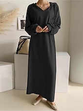 abordables Sweats &amp; Robes à Capuche-Robe Sweat Robe casual Robe Droite Femme robe longue Poche Extérieur du quotidien Sortie Actif Mode Capuche manche longue 2023 Ample Noir Kaki Gris S M L XL XXL