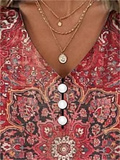 ieftine tricou boho-Pentru femei Tricou Cămașă Henley Floral Epocă Έθνικ Zilnic De Bază Lungime Manșon 3/4 În V Topuri obișnuite Concediu Sfârșit de săptămână Nasturi Imprimeu Roșu-aprins Mov Trifoi Kaki Gri Toamna iarna