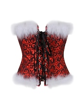 economico Regali-Body Shaper Plus Size per Donne Corpetti di Moda a Fiore Comfort per Feste di Natale Casa in Poliestere Traspirante Bandeau Senza Maniche Senza Schiena Piuma Estate Primavera Nero Rosso Vino Regalo