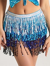 abordables Jupes unies-jupe de mardi gras pour femme jupe scintillante mini blanc / noir noir blanc jaune jupes été paillettes gland frange imprimé mode décontracté performance fête taille unique thème carnaval