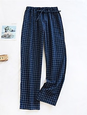 billiga Sovtoppar och underdelar till dam-dam loungewear byxor lounge byxor rutnät / pläd mode avslappnad mjuk hemgatan daglig bomull andas långbyxa resår midja höst vinter hem outfits