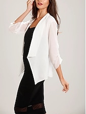 billige bryllup gjesteomslag-Sjale Sjal til kvinner Bolero Mors wraps Enkel Elegant 3/4 ermer Chiffon Bryllup Wrap Med Ren Farge Til Bryllupsgjest Høst