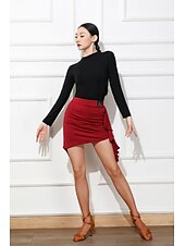 abordables Tenues de danse latine-Danse latine Jupes Couleur Pure Femme Utilisation Usage quotidien Taille haute Polyester