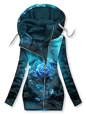 economico Top Floreali-Felpe da donna farfalla sport basic neón e brillante a maniche lunghe felpa con cerniera con tasca frontale nera gialla bordeaux blu navy blu autunno e inverno