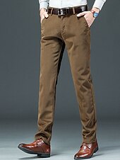 baratos Magro-Homens Social Calças de Veludo Calças de inverno Calças Calças de Terno Bolsos Tecido Conforto Respirável Ao ar livre Diário Para Noite Moda Casual ダークカーキ Preto
