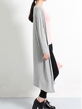 cheap Cardigans &amp; Outerwears-Women&#039;s Cardigan Sweater Stylish Casual Soft Solid Color Ribbed Open Front Oversized Long Sleeve Long Tops Knit Daily Going out Weekend Black White Summer Fall