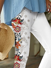 economico -Per donna Normale Collant Ghette Originale Informale Alla caviglia A vita alta Modello Vita elastica Stampa Traspirabilità Comodo Elevata elasticità Informale Da tutti i giorni Bianco Quattro stagioni