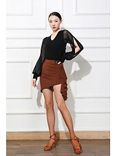 abordables Tenues de danse latine-Danse latine Jupes Couleur Pure Femme Utilisation Usage quotidien Taille haute Polyester