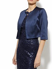 billige bryllup gjesteomslag-Sjale Sjal til kvinner Bryllupsgjestens wraps Enkel Elegant Halvlange ermer Sateng Bryllup Wrap Med Ren Farge Til Fest Vår sommer