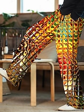 cheap Men&#039;s Printed Casual Pants-Men&#039;s Trousers Summer Pants Beach Pants Drawstring Elastic Waist 3D Print Color Block Graphic Prints Geometry Comfort Casual Daily Holiday Streetwear Hawaiian Light Green Red