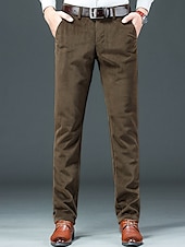 baratos Magro-Homens Social Calças de Veludo Calças de inverno Calças Calças de Terno Bolsos Tecido Conforto Respirável Ao ar livre Diário Para Noite Moda Casual ダークカーキ Preto