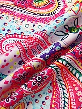 levne Boho šaty-dámské mini šaty příležitostné šaty poloformální šaty drobné šaty sundress Bohemia volány rukáv dovolená každodenní koktejlová party regular fit květinový paisley 3/4 délky rukáv v-krk červená modrá