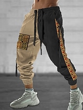 cheap Sweatpants-Men&#039;s Sweatpants Joggers Trousers Drawstring Elastic Waist 3D Print Graphic Prints Geometry Comfort Sports Outdoor Casual Daily Cotton Blend Ethnic Style Retro Vintage White Khaki Micro-elastic