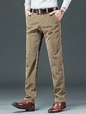 baratos Magro-Homens Social Calças de Veludo Calças de inverno Calças Calças de Terno Bolsos Tecido Conforto Respirável Ao ar livre Diário Para Noite Moda Casual ダークカーキ Preto