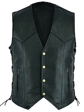 abordables Chalecos-Hombre Chaleco Chaleco de cuero Vacaciones Ropa Cotidiana Noche Moda Básico Primavera &amp; Otoño Botones Cuero sintético Cómodo Plano Botonadura Simple Escote en Pico Ajuste regular Negro Chaleco