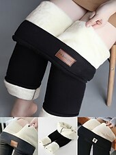 abordables Leggings en polaire-Femme Grande Taille Pantalon en molleton Pantalon Décontractées Toute la longueur Taille moyenne Couleur unie Micro-élastique Intérieur du quotidien Noir Gris foncé Printemps Automne Hiver Standard
