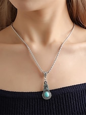 cheap Jewelry Sets-1set(1pcs Necklace1pair Earrings) Jewelry Set For Women&#039;s Blue Daily Travel Festival Alloy Retro