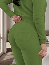 cheap Women&#039;s Sleepwear-Women&#039;s Pajamas Sets 3 Pieces Pure Color Warm Fashion Plush Home Daily Bed Flannel Warm Breathable Hoodie Long Sleeve Hoodie Pant Fall Winter Home Outfits