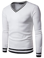 economico maglione pullover da uomo-Per uomo Felpa Pullover Maglione Maglione A coste Maglia Standard Taglio attillato Lavorato a maglia Banda A V Contemporaneo moderno Ufficio Da tutti i giorni Abbigliamento Autunno inverno Nero Bianco