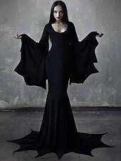 tanie Sukienki-Rodzina Addamsów Czarownica Morticia Addams Noc Walpurgii Sukienka Sukienka na Halloween Punk i gotyk Damskie Dla dorosłych Impreza / Wieczór Karnawał Mardi Gras Łatwy kostium karnawałowy